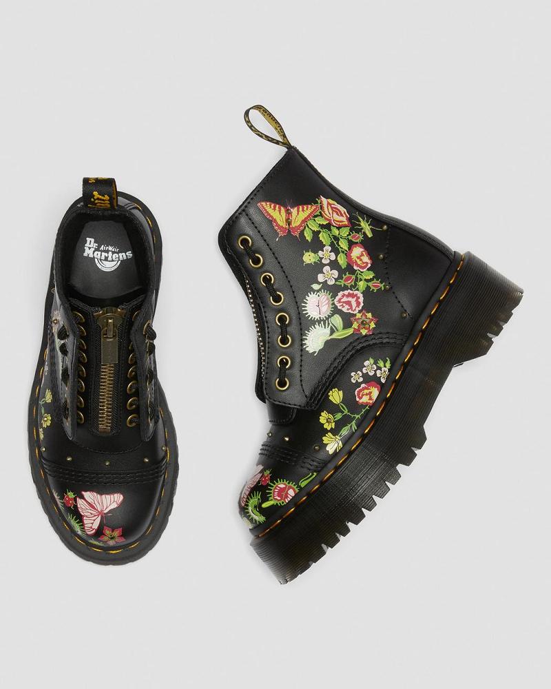 Botas Plataforma Dr Martens Sinclair Floral Bloom Cuero Mujer Negros Multicolor | MX 529RVD